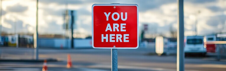 You Are Here Flag on City Map