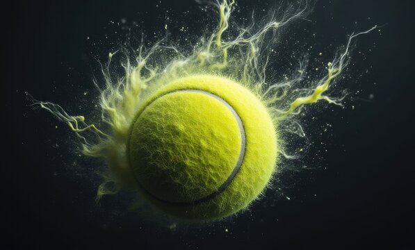 Dynamic yellow tennis ball explosion