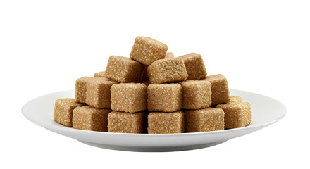 Brown Sugar Cubes: Stock Photo on Transparent  background