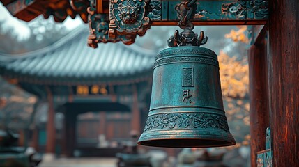 Obraz premium Ornate temple bell