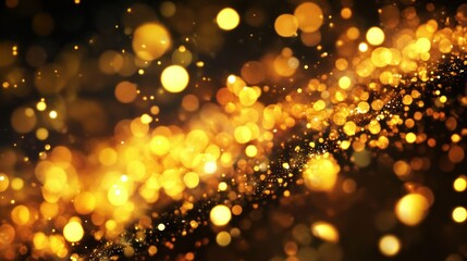 Golden bokeh lights create a festive, celebratory and shimmering atmosphere.