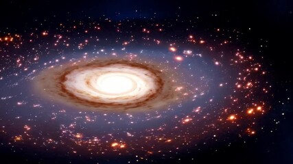 Galactic Spiral Rotation – A breathtaking animation of a spiral galaxy rotating with billions of stars. - Powered by Adobe