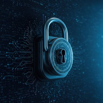 Security Protection protect Lock privacy and key on binary code background symbolizing security and protection in the digital world