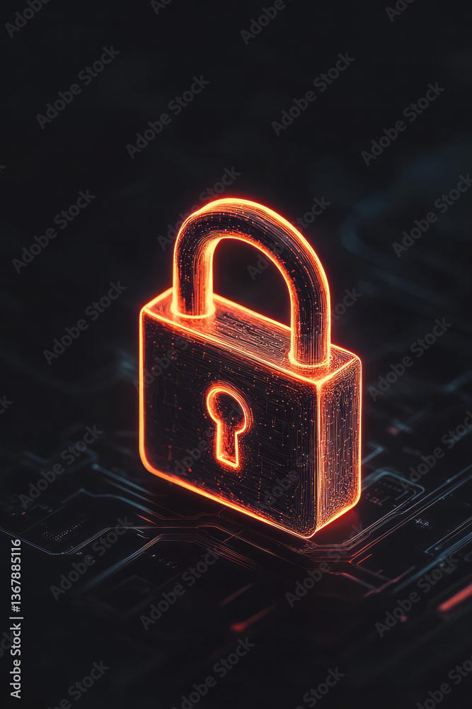 Poster a glowing padlock hovering over encrypted data streams, representing fraud prevention and secure
