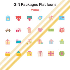 Gift Packages Flat Icons - Vectors