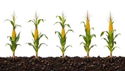 Corn plants at various growth stages from seedling to maturity agriculture farming