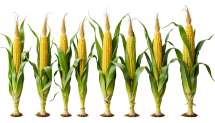 Corn plants at various growth stages from seedling to maturity agriculture farming