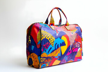 A colorful travel bag is displayed against a bright sunny background, symbolizing the excitement and anticipation of an upcoming journey.