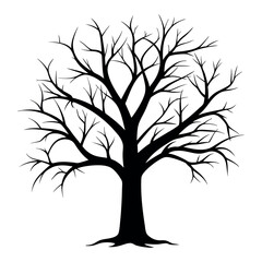 Obraz premium Tree Silhouette Vector Art with Branches and Leaves