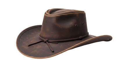 Brown Leather Cowboy Hat on Transparent  background