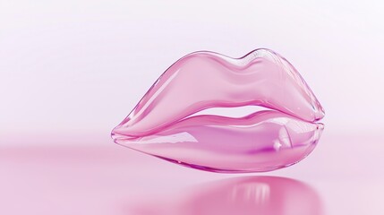 Glossy Pink Lips with Smooth Curves and Subtle Reflection