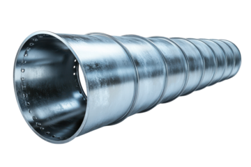A gleaming metallic conduit, a symbol of industrial strength and precision engineering, displayed against a stark white backdrop showcasing its seamless construction and reflective surface.