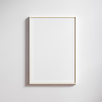 White frame mockup close up, 2x3 paper ratio with passepartout, 3d render