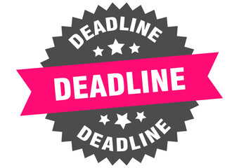 deadline. deadline round pink label isolated on transparent background