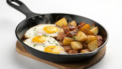 Classic Breakfast Skillet with Fried Eggs and Potatoes