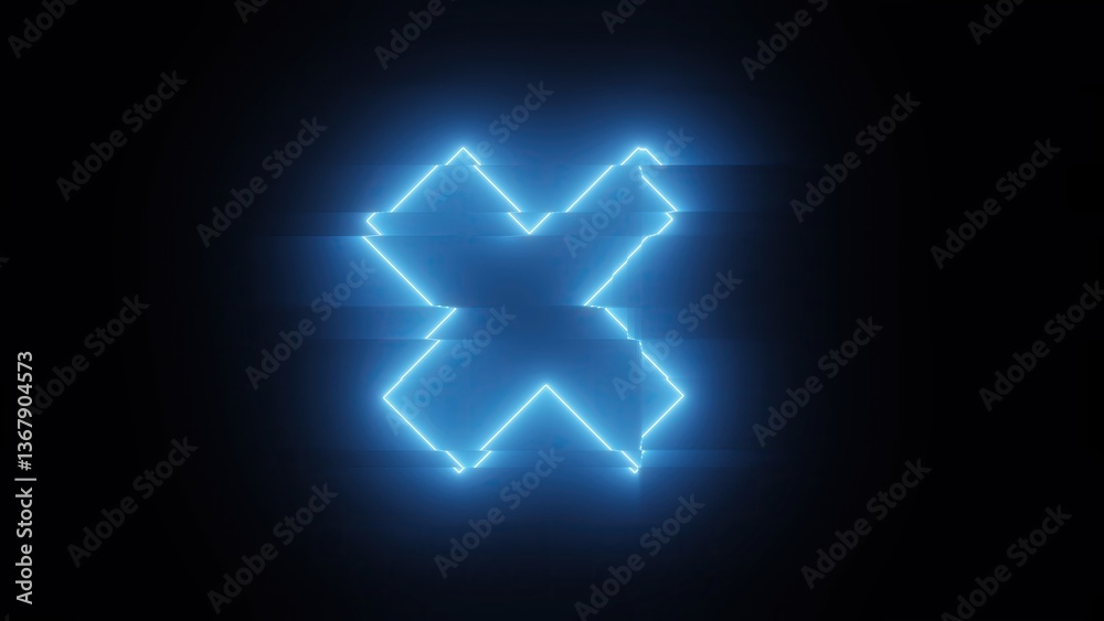 Poster cross shape glitched. computer generated 3d render