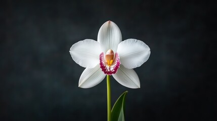 Obraz premium Elegant white orchid, vibrant center