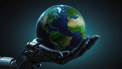 Earth in a robot hand