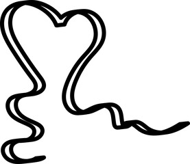 Heart ribbon shape with bold line, love, romantic