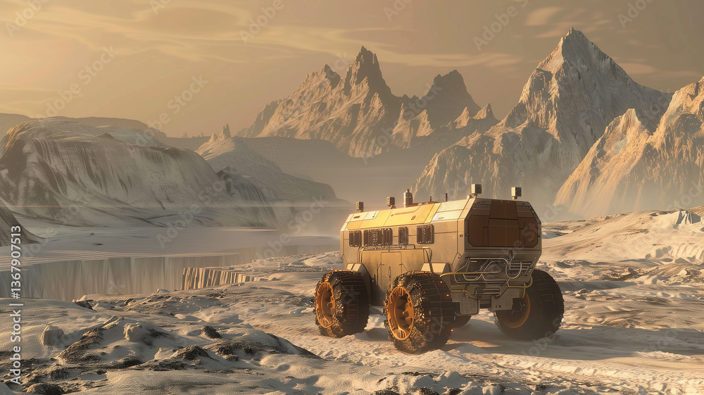 Aufkleber this exploration rover navigates the rugged landscape of an asteroid, preparing for regolith extract