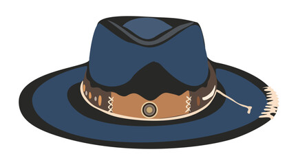 Cowboy hat with traditional western decorations. Wild west fashion style. Cowgirl hat Vector realistic illustration isolated