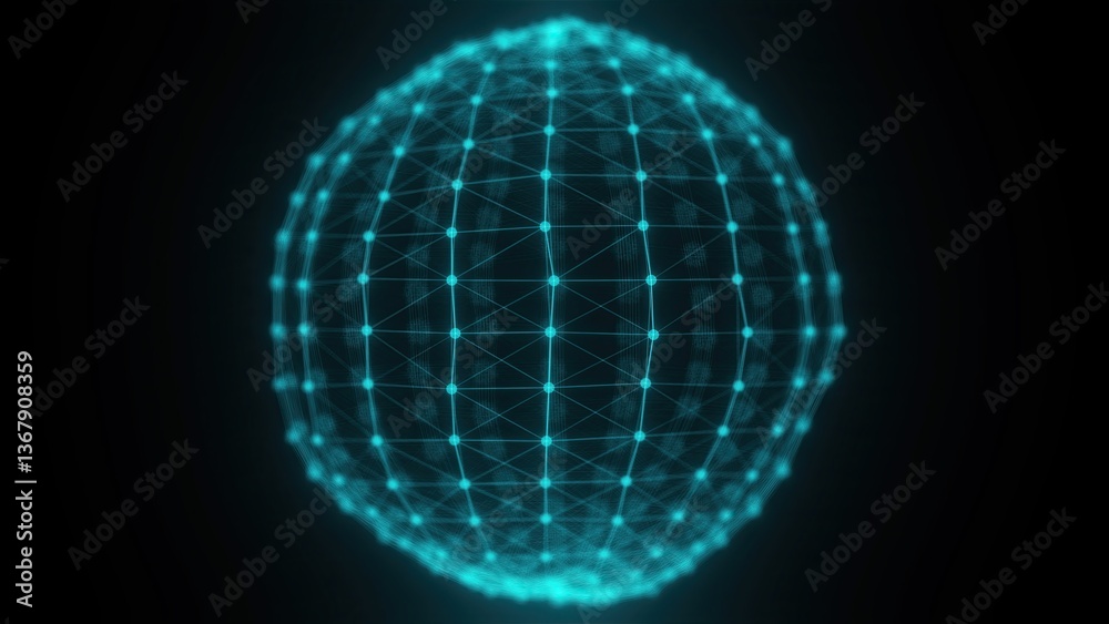 Poster plexus planet sphere of dots and lines. computer generated 3d render