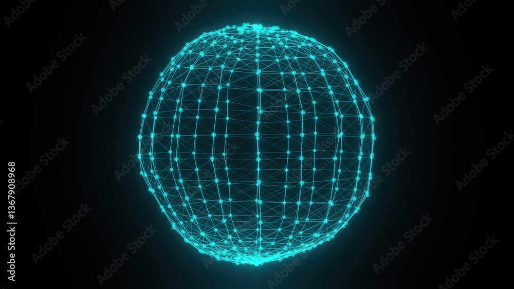 Poster plexus planet sphere of dots and lines. computer generated 3d render