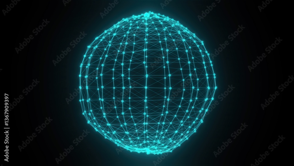 Poster plexus planet sphere of dots and lines. computer generated 3d render