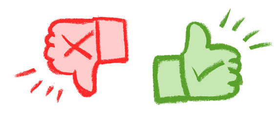 Like and Dislike Crayon Chalk Drawing PNG Transparent © Grunge Designs