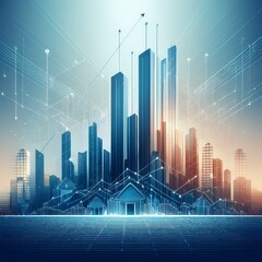 Obraz premium creative abstract concept of real estate growth with graphs, business concept