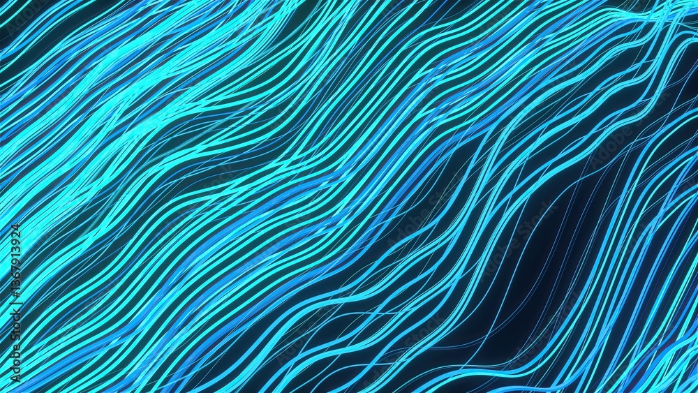 Poster neon abstract waves lines. computer generated 3d render