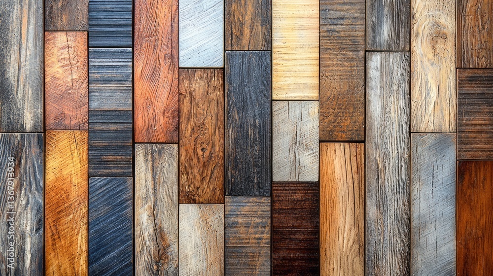 Poster Melamine wood panels in a stunning array of warm tones highlight an innovative approach to interior design, perfect for creating inviting spaces with style and personality