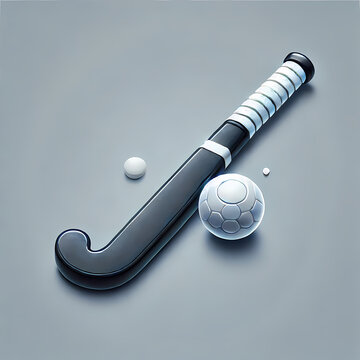 Field Hockey Stick and Ball &ndash; Sports Equipment, Athletic Game Icon