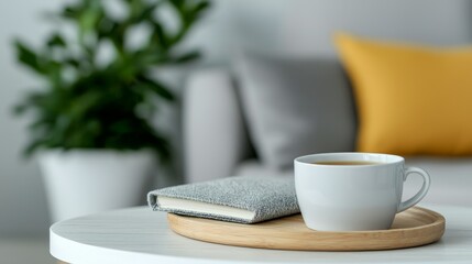 Self care moment modern home, Serene Self-Care Moment in Modern Home with Cozy Cup and Stylish Accessories