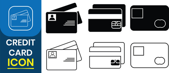 Obraz premium Credit card icon. Credit card payment icon vector. Secure online and In-store payment, banking sign, money transfer, suitable for digital card. Vector illustration. 