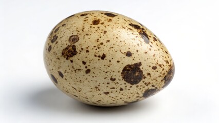 Obraz premium Close-Up of a Fresh Quail Egg on White Background – Gourmet Ingredient 