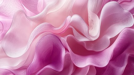 Obraz premium Pink fabric texture, draped waves, close-up, soft light, background blur, design element