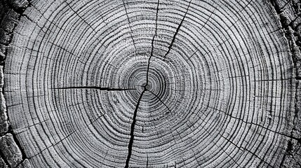 Fototapeta premium Intricate Tree Rings: A Monochrome Study of Nature's Time