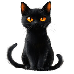  black cat sitting isolated on transparent background