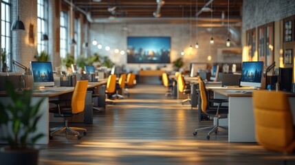 Fototapeta premium Modern Industrial Office Space Design: A Serene Workspace