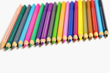 Colored pencils for drawing various colors for children.