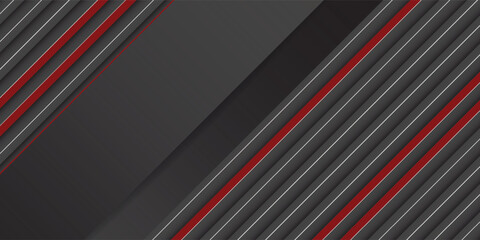 Obraz premium Abstract background technology minimal black and red paper lines. Geometric vector design concept.