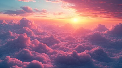 Heavenly Sunset Above the Clouds: A Serene Aerial View
