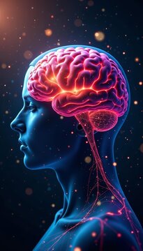 Abstract brain pattern with one section flying away, concept, departure