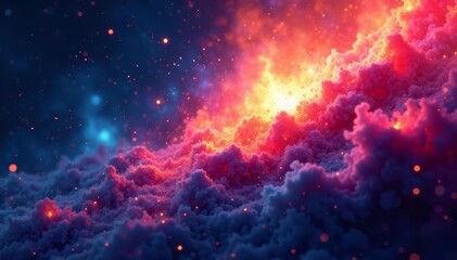 Abstract cosmic explosion of vivid colors blending together in a vibrant display of energy and beauty, colors, cosmic