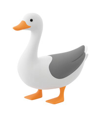 Obraz premium Cute goose with white feathers gray wing patch and orange beak PNG on Transparent Background