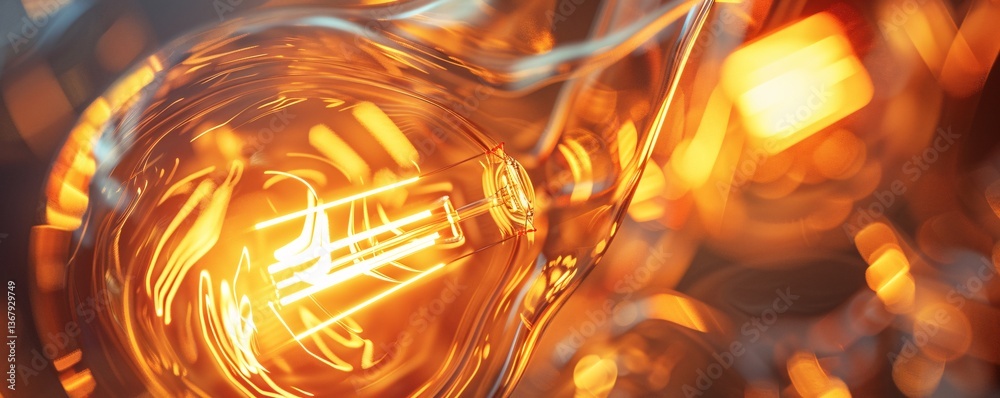 Aufkleber incandescent light bulb shining brightly with warm bokeh background representing ideas and inspirati