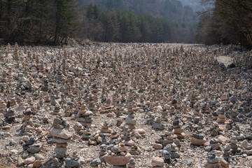 Obraz premium People may have built these for wishes or prayers.