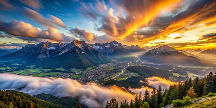 Panoramic Long Exposure: Reither Spitze Mountain View, Seefeld, Austria