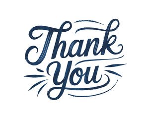 Thank you card text on a transparent PNG background for social media post design, isolated greeting card.

